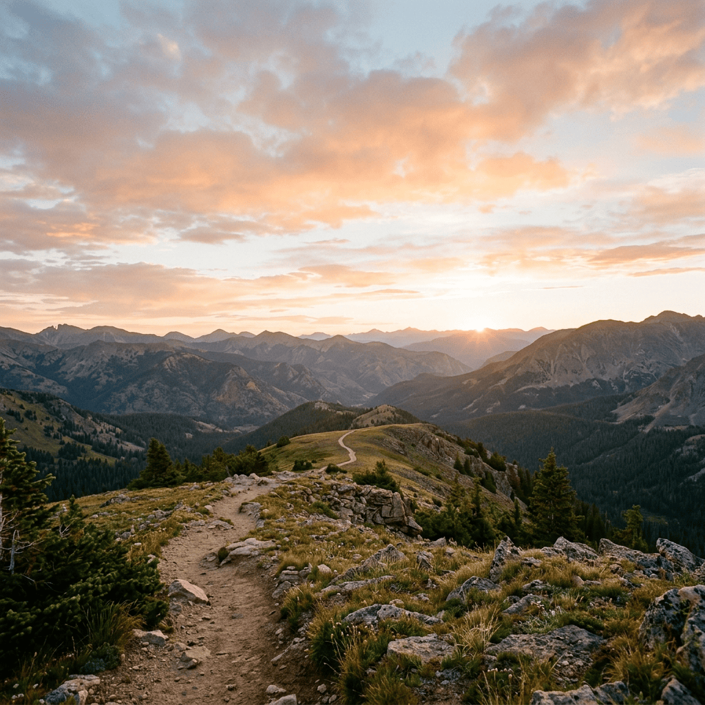Peaceful Colorado mountain overlook at sunrise